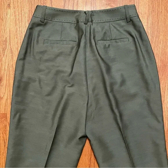 Lafayette 148 Clinton Dill Green Pickstitch Cuff Pants Trousers size 2